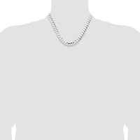 Sterling Silver Rhodium-Plated 9.75mm Concave Beveled Curb Chain Necklace - 18 Inches in Length by Lumare Gioia