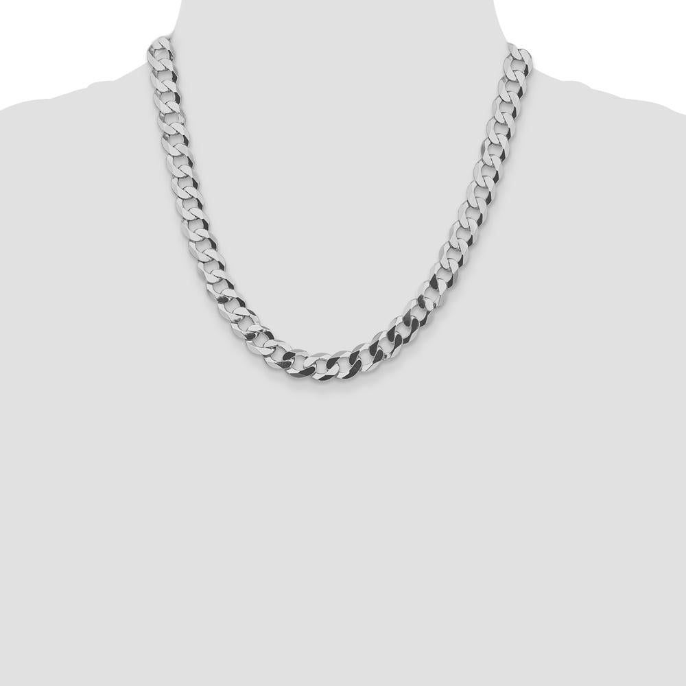 Sterling Silver Rhodium-Plated 9.75mm Flat Curb Chain - 20 inches by Lumare Gioia