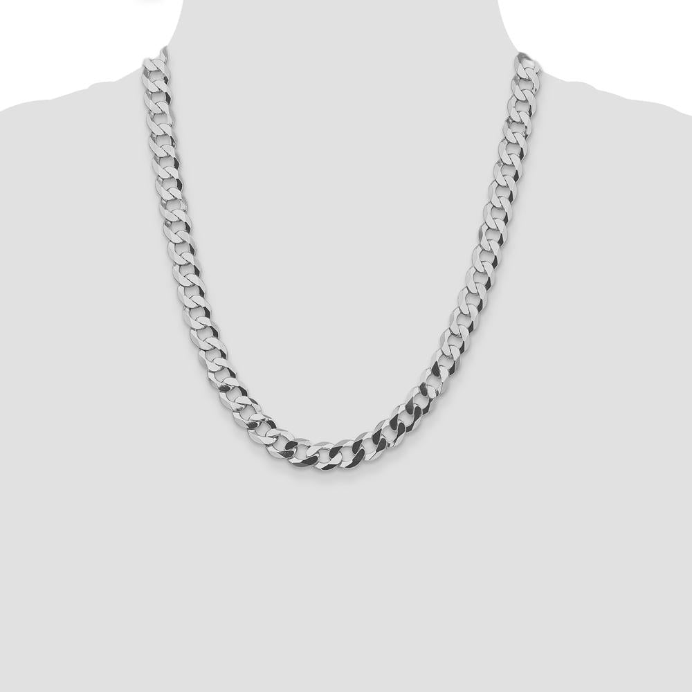 Sterling Silver Rhodium-Plated 9.75mm Flat Curb Chain - 22 Inches in Length by Lumare Gioia