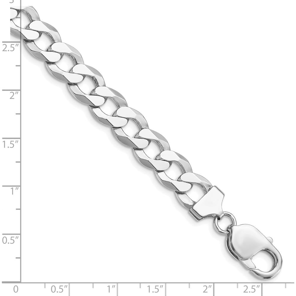 Sterling Silver Rhodium-Plated 9.75mm Flat Curb Chain Bracelet with Lobster Clasp - 10 Inches Length by Lumare Gioia