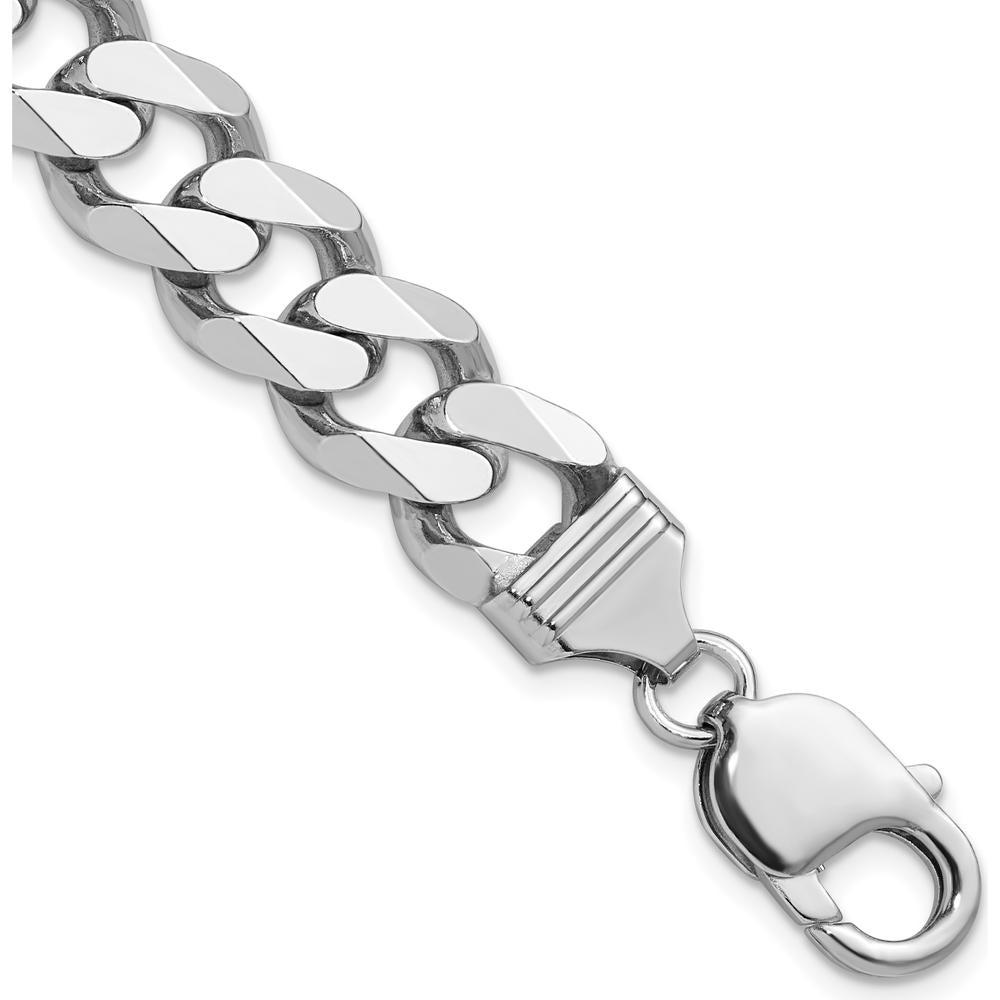 Sterling Silver Rhodium-Plated 9" Curb Chain Bracelet - 11mm Width by Lumare Gioia