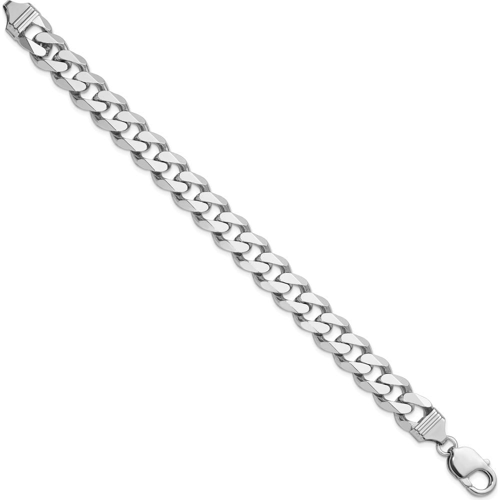 Sterling Silver Rhodium-Plated 9" Curb Chain Bracelet - 11mm Width by Lumare Gioia
