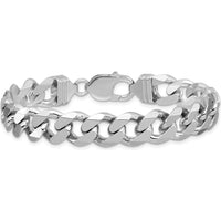Sterling Silver Rhodium-Plated 9" Curb Chain Bracelet - 11mm Width by Lumare Gioia