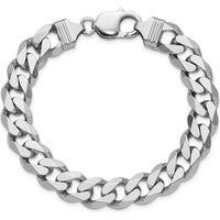 Sterling Silver Rhodium-Plated 9" Curb Chain Bracelet - 11mm Width by Lumare Gioia