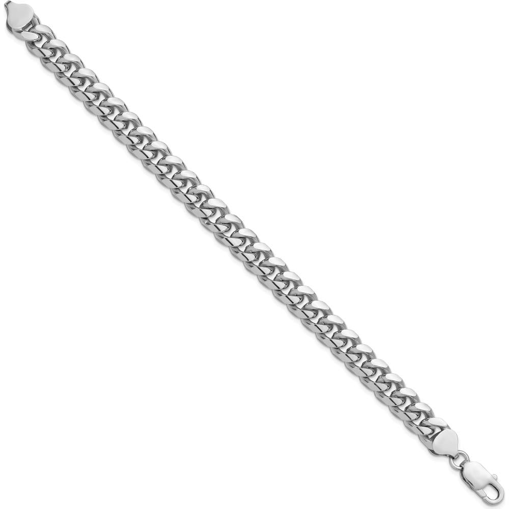 Sterling Silver Rhodium-Plated 9" Curb Chain Bracelet with Diamond-Cut Texture - 8.5mm Width by Lumare Gioia