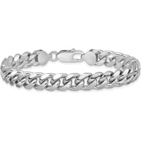 Sterling Silver Rhodium-Plated 9" Curb Chain Bracelet with Diamond-Cut Texture - 8.5mm Width by Lumare Gioia