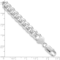 Sterling Silver Rhodium-Plated 9" Curb Chain Bracelet with Diamond-Cut Texture - 8.5mm Width by Lumare Gioia