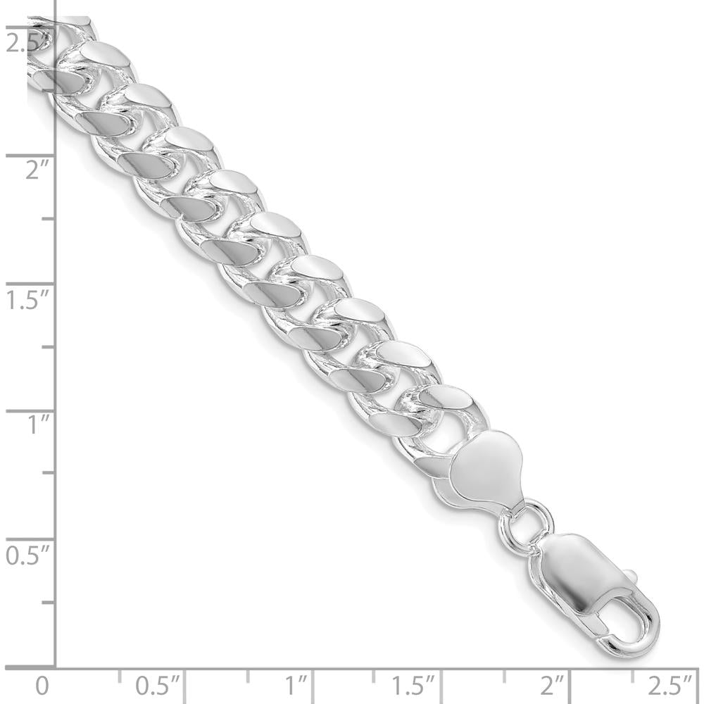 Sterling Silver Rhodium-Plated 9" Curb Chain Bracelet with Diamond-Cut Texture - 8.5mm Width by Lumare Gioia