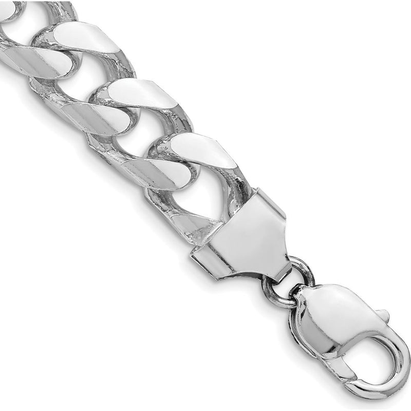 Sterling Silver Rhodium-Plated 9" Domed Curb Chain Anklet with Diamond-Cut Texture by Lumare Gioia