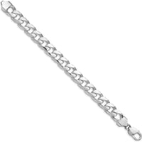 Sterling Silver Rhodium-Plated 9" Domed Curb Chain Anklet with Diamond-Cut Texture by Lumare Gioia