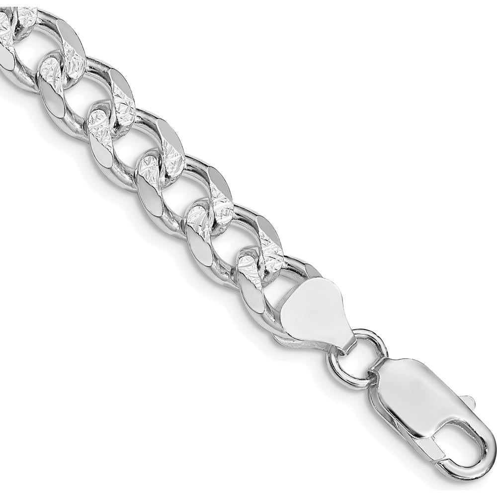 Sterling Silver Rhodium-Plated 9" Pavé Curb Chain Bracelet by Lumare Gioia