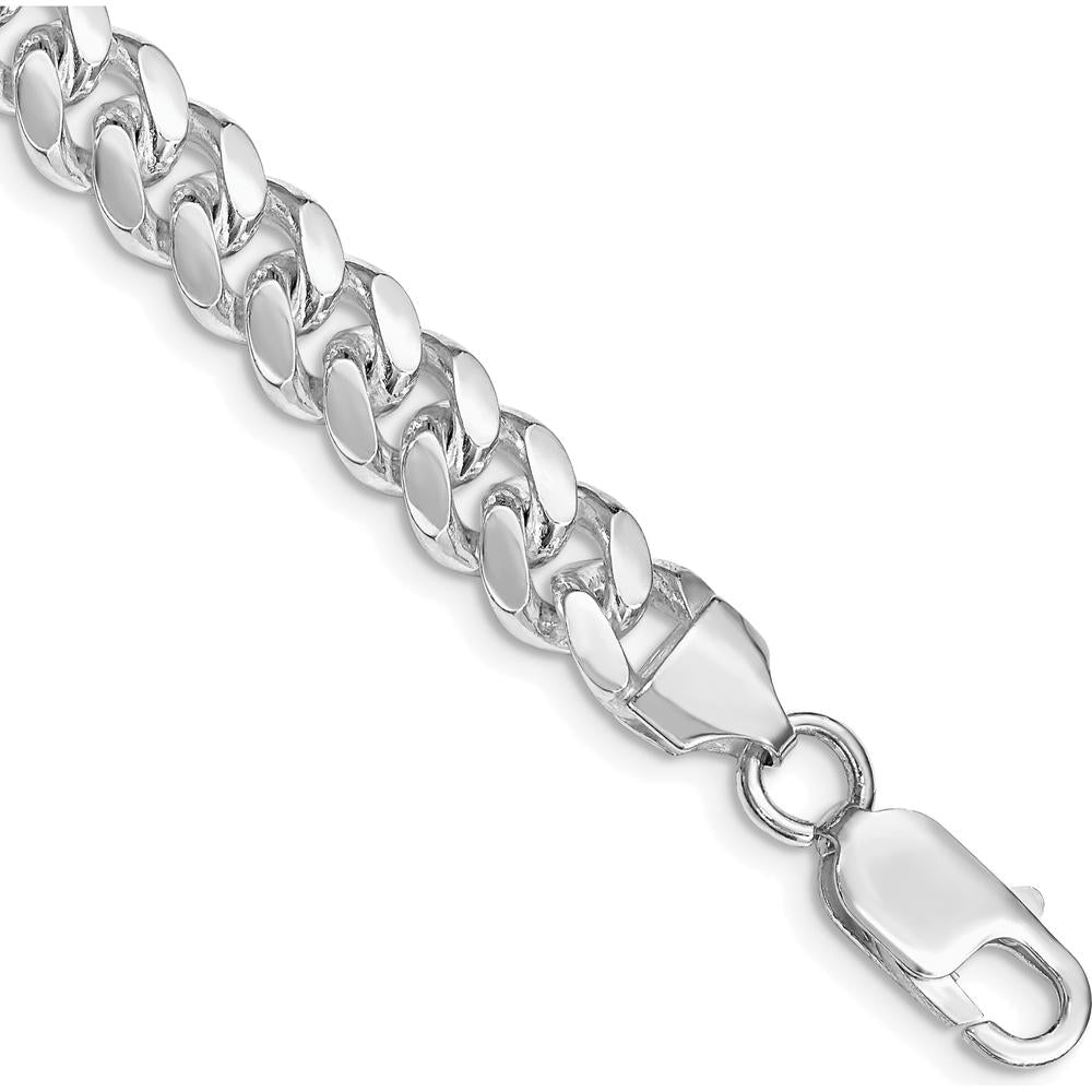 Sterling Silver Rhodium-Plated 9" Polished Domed Curb Chain Bracelet - 7.8mm Width by Lumare Gioia