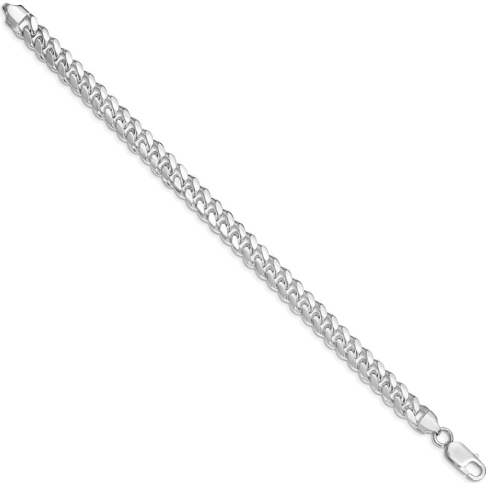 Sterling Silver Rhodium-Plated 9" Polished Domed Curb Chain Bracelet - 7.8mm Width by Lumare Gioia