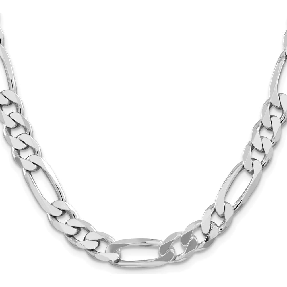 Sterling Silver Rhodium-Plated 9mm Figaro Chain - 26 inches, Polished Finish by Lumare Gioia