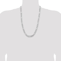 Sterling Silver Rhodium-Plated 9mm Figaro Chain - 26 inches, Polished Finish by Lumare Gioia