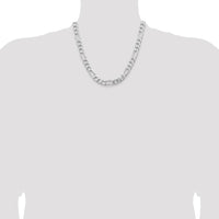 Sterling Silver Rhodium-Plated 9mm Figaro Chain Necklace - 20 Inches by Lumare Gioia