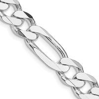 Sterling Silver Rhodium-Plated 9mm Figaro Chain Necklace - 28 Inches by Lumare Gioia