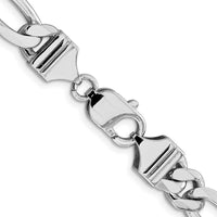 Sterling Silver Rhodium-Plated 9mm Figaro Chain Necklace - 28 Inches by Lumare Gioia