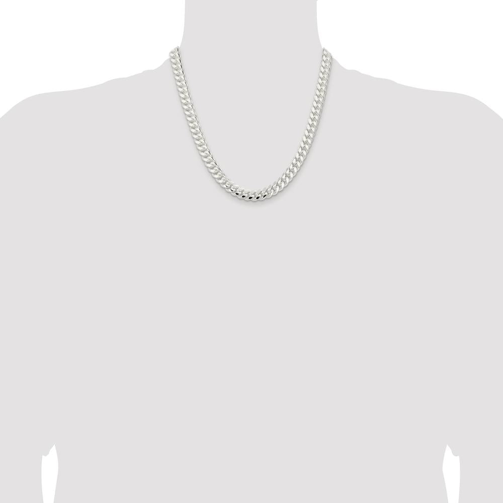 Sterling Silver Rhodium-Plated 9mm Polished Domed Curb Chain - 20 inches by Lumare Gioia