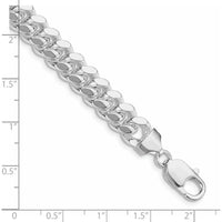 Sterling Silver Rhodium-Plated 9mm Polished Domed Curb Chain Bracelet - 10 inches by Lumare Gioia