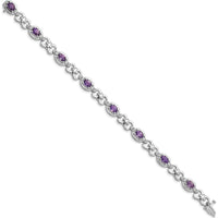 Sterling Silver Rhodium-Plated Amethyst & Diamond Bracelet - 3.36 Carat Amethyst, 0.096 Carat Diamond by 0