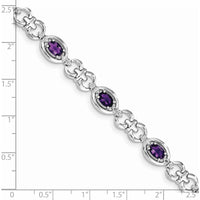 Sterling Silver Rhodium-Plated Amethyst & Diamond Bracelet - 3.36 Carat Amethyst, 0.096 Carat Diamond by 0