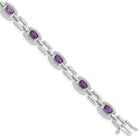 Sterling Silver Rhodium-Plated Amethyst & Diamond Bracelet - 4.293 Carat Amethyst, 0.063 Carat Diamond by 0