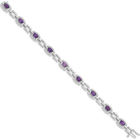 Sterling Silver Rhodium-Plated Amethyst & Diamond Bracelet - 4.293 Carat Amethyst, 0.063 Carat Diamond by 0