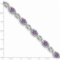 Sterling Silver Rhodium-Plated Amethyst & Diamond Bracelet - 4.293 Carat Amethyst, 0.063 Carat Diamond by 0