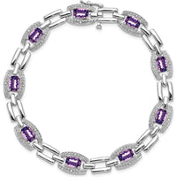 Sterling Silver Rhodium-Plated Amethyst & Diamond Bracelet - 4.293 Carat Amethyst, 0.063 Carat Diamond by 0