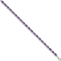 Sterling Silver Rhodium-Plated Amethyst & White Topaz Tennis Bracelet - 9.45 Carat Amethyst, 0.84 Carat White Topaz by 0
