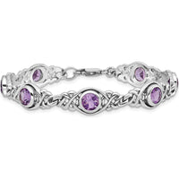Sterling Silver Rhodium-Plated Amethyst Bracelet - 5.25 Carat Total Amethyst Weight by Lumare Gioia