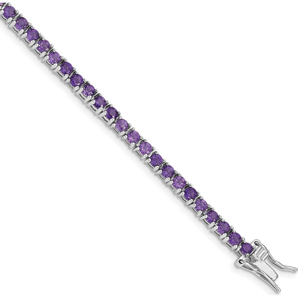 Sterling Silver Rhodium-Plated Amethyst Bracelet with 5.0 Carats Total Amethyst Weight by Lumare Gioia