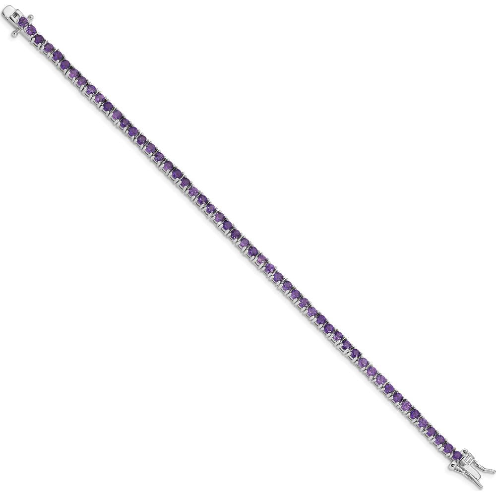Sterling Silver Rhodium-Plated Amethyst Bracelet with 5.0 Carats Total Amethyst Weight by Lumare Gioia