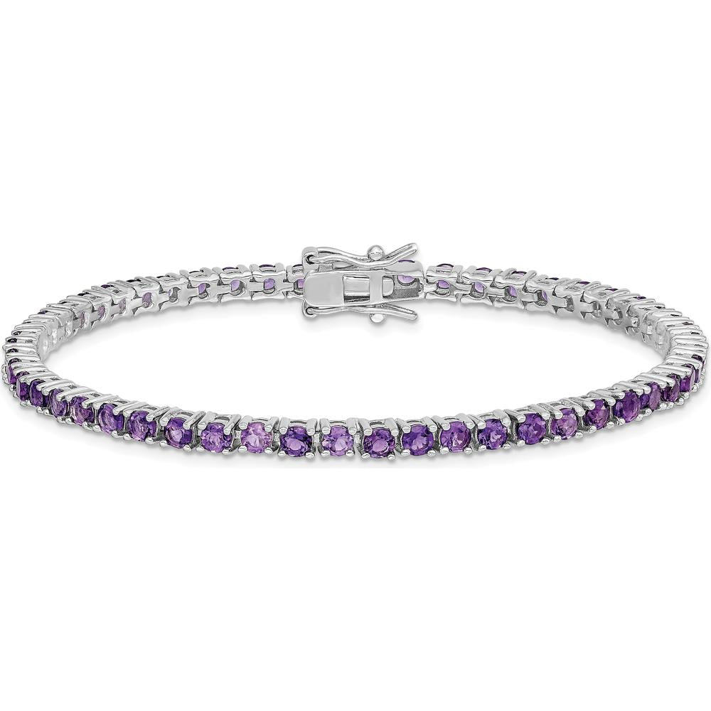 Sterling Silver Rhodium-Plated Amethyst Bracelet with 5.0 Carats Total Amethyst Weight by Lumare Gioia