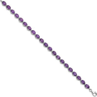 Sterling Silver Rhodium-Plated Amethyst Bracelet with Oval Stones - 16.8 Carat Total Gem Weight by Lumare Gioia