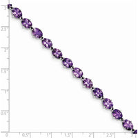 Sterling Silver Rhodium-Plated Amethyst Bracelet with Oval Stones - 16.8 Carat Total Gem Weight by Lumare Gioia