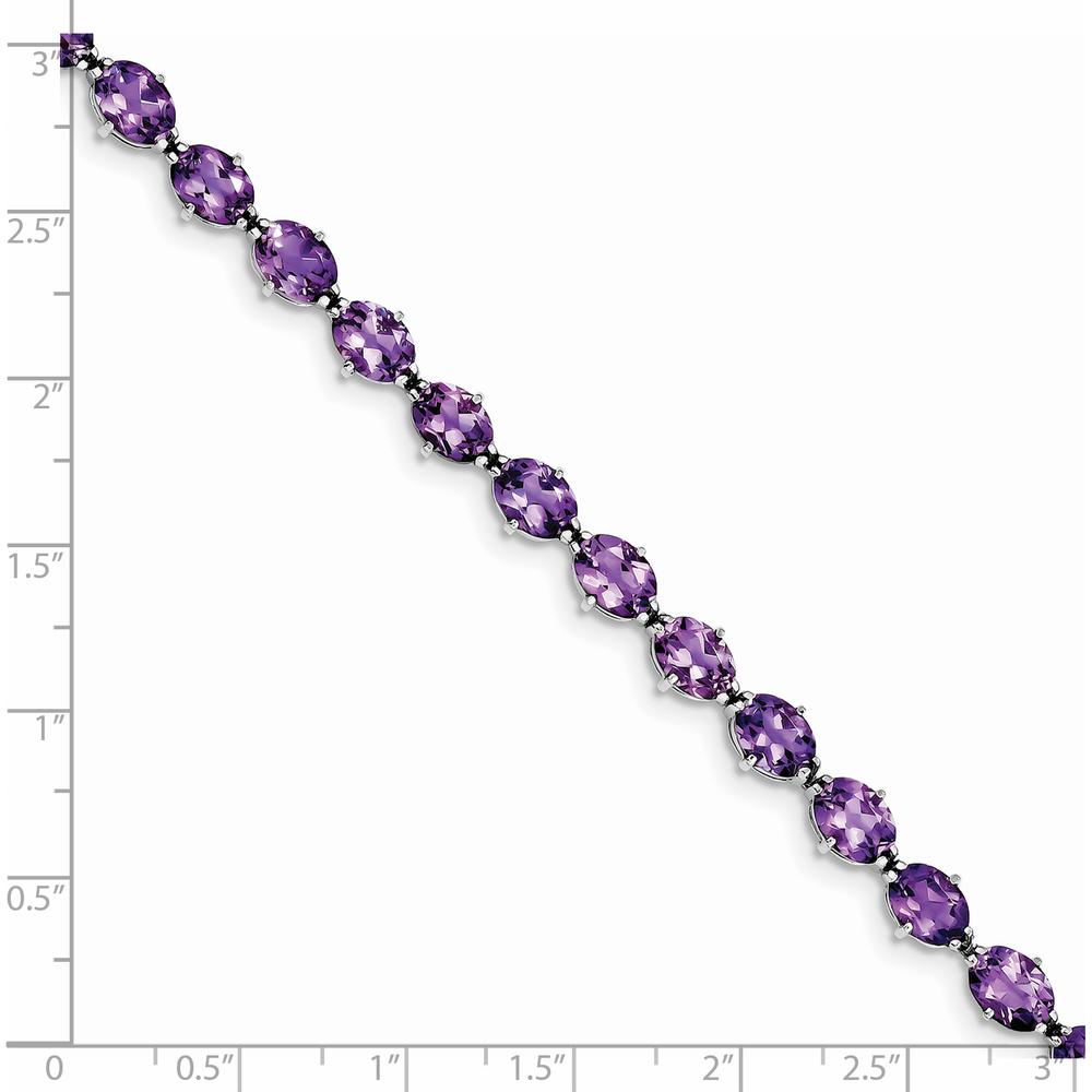Sterling Silver Rhodium-Plated Amethyst Bracelet with Oval Stones - 16.8 Carat Total Gem Weight by Lumare Gioia
