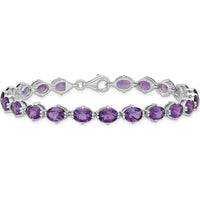 Sterling Silver Rhodium-Plated Amethyst Bracelet with Oval Stones - 16.8 Carat Total Gem Weight by Lumare Gioia