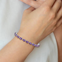 Sterling Silver Rhodium-Plated Amethyst Bracelet with Oval Stones - 16.8 Carat Total Gem Weight by Lumare Gioia