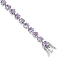 Sterling Silver Rhodium-Plated Amethyst Tennis Bracelet with 29 Round Amethyst Stones - 5.80 Carat Total Amethyst Weight by 0