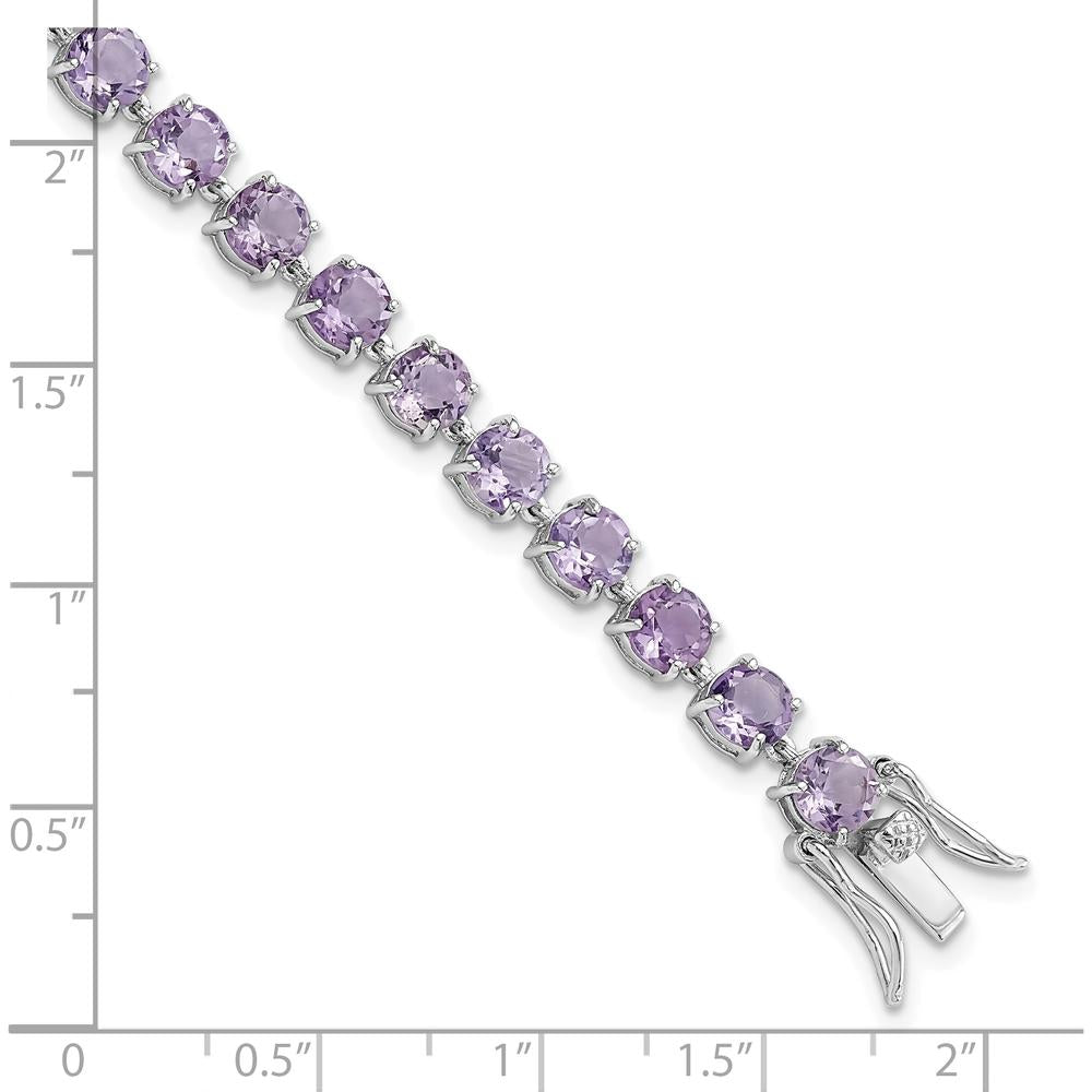 Sterling Silver Rhodium-Plated Amethyst Tennis Bracelet with 29 Round Amethyst Stones - 5.80 Carat Total Amethyst Weight by 0