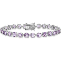Sterling Silver Rhodium-Plated Amethyst Tennis Bracelet with 29 Round Amethyst Stones - 5.80 Carat Total Amethyst Weight by 0