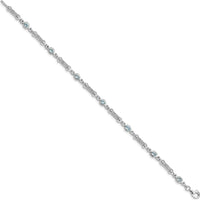 Sterling Silver Rhodium-Plated Aquamarine and Diamond Bracelet - 0.161 Carat Aquamarine, 0.005 Carat Diamond Total Weight by 0