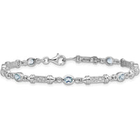 Sterling Silver Rhodium-Plated Aquamarine and Diamond Bracelet - 0.161 Carat Aquamarine, 0.005 Carat Diamond Total Weight by 0