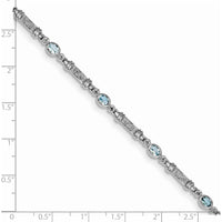Sterling Silver Rhodium-Plated Aquamarine and Diamond Bracelet - 0.161 Carat Aquamarine, 0.005 Carat Diamond Total Weight by 0