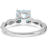 Sterling Silver Rhodium-Plated Aquamarine and Diamond Ring - 1.97 Carat Aquamarine, 0.05 Carat Total Diamond Weight by 0