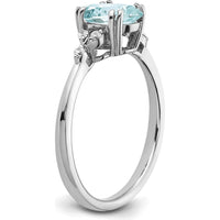 Sterling Silver Rhodium-Plated Aquamarine Ring with Round Diamonds - 1.31 Carat Total Gemstone Weight by 0