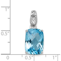 Sterling Silver Rhodium-Plated Blue Topaz Pendant - 7 Carat Cushion Cut Swiss Blue Topaz by Lumare Gioia
