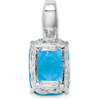Sterling Silver Rhodium-Plated Blue Topaz Pendant - 7 Carat Cushion Cut Swiss Blue Topaz by Lumare Gioia
